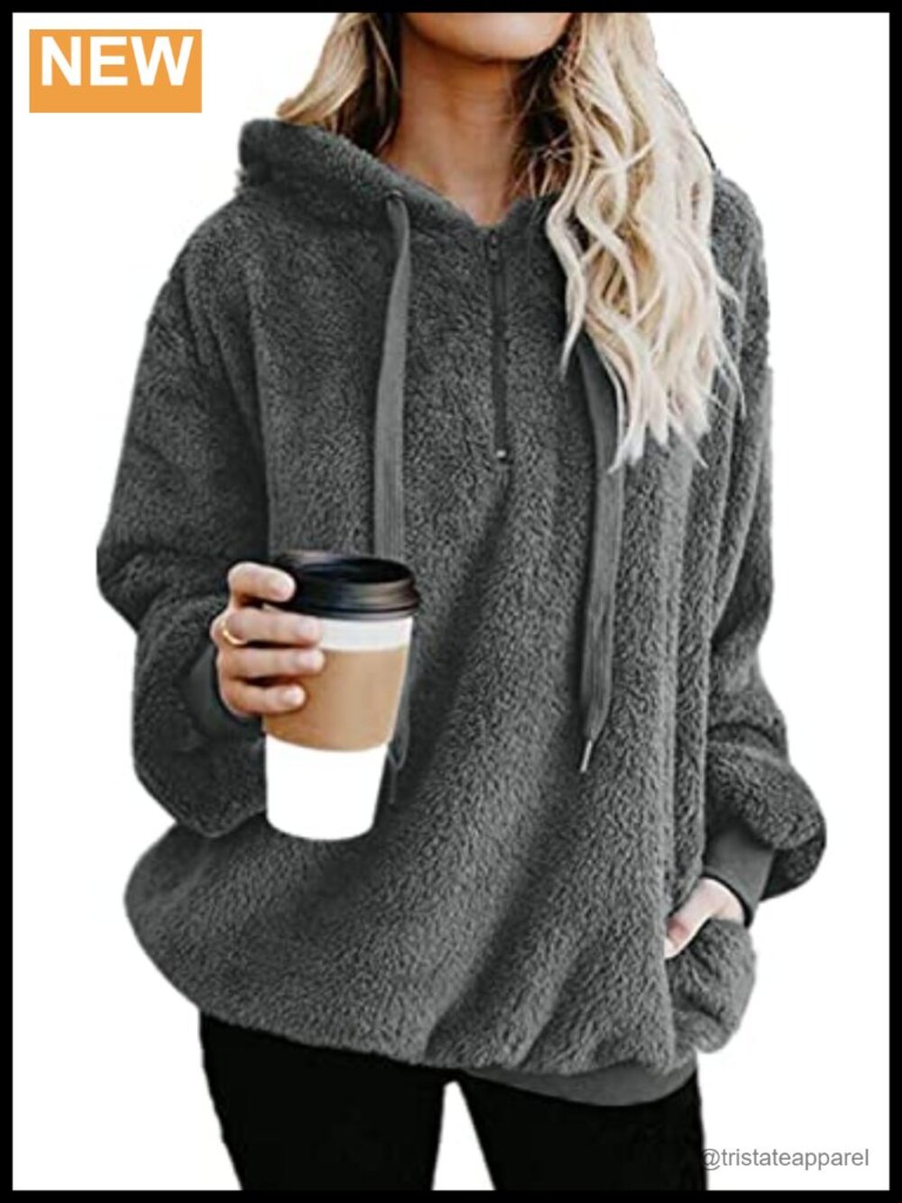 Women's Sherpa Fleece Pullover Oversized Half Zip Hoodie Jacket Fuzzy